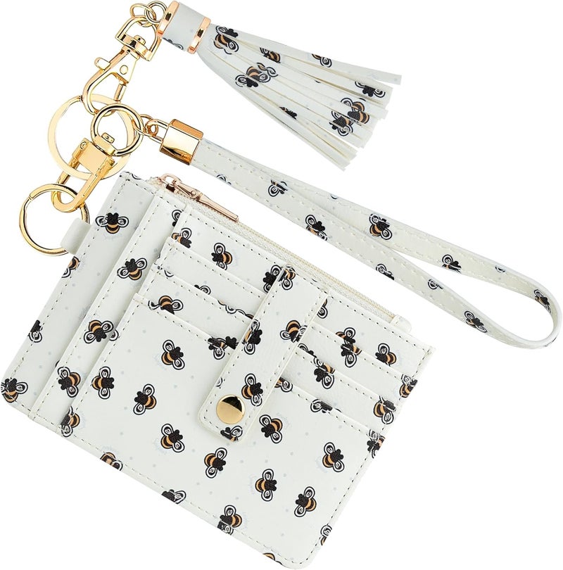 KNGITRYI Small Wristlet Wallets for Women RFID Credit Card Holder Wallet Keychain Wristlet Wallet Credit Card Wallets for Women (bee) - Image 1